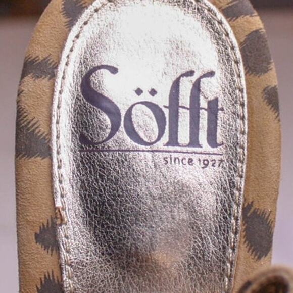 Sofft Leopard Print High Heel Sling Back Peep Toe Pumps Platform 8.5M - Picture 5 of 6